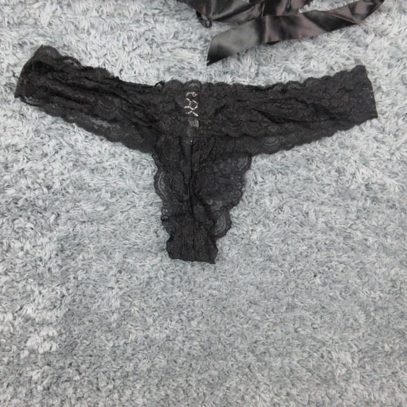 Adore Me Corset Bustier Set Womens 1X Black Lace Satin Garter Thong Lingerie NWT - Picture 15 of 16